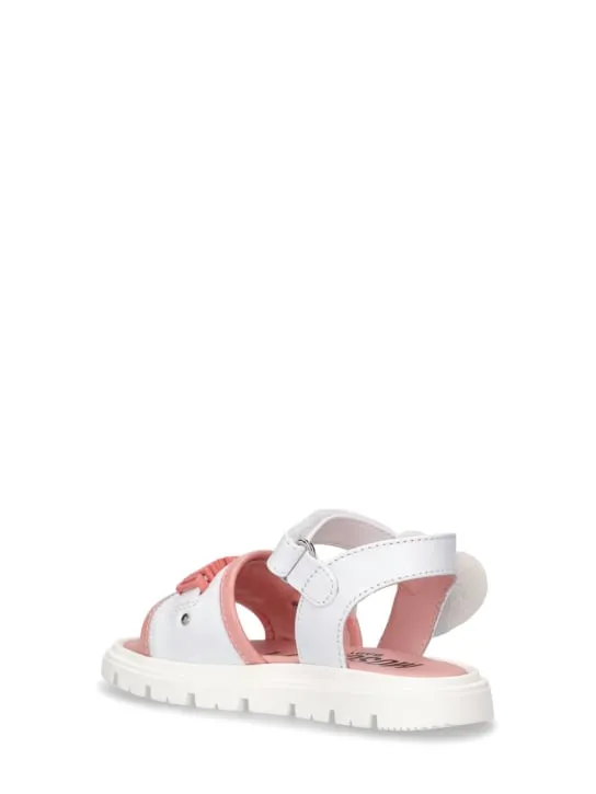 Moschino   Logo leather strap sneakers 
