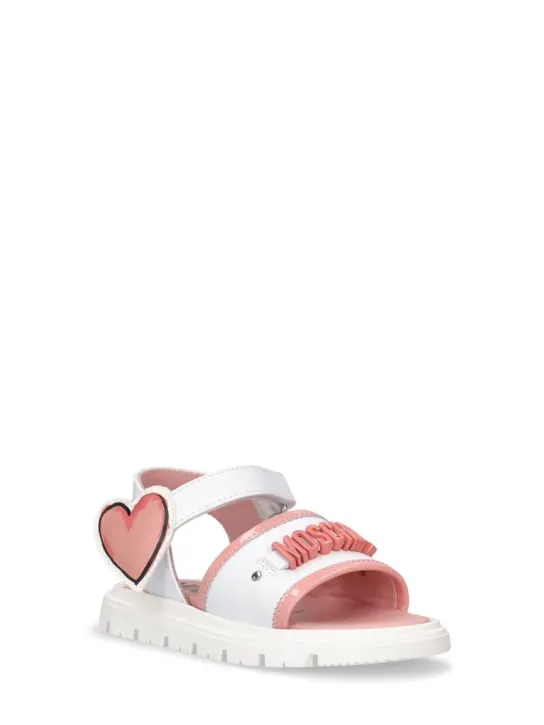 Moschino   Logo leather strap sneakers 