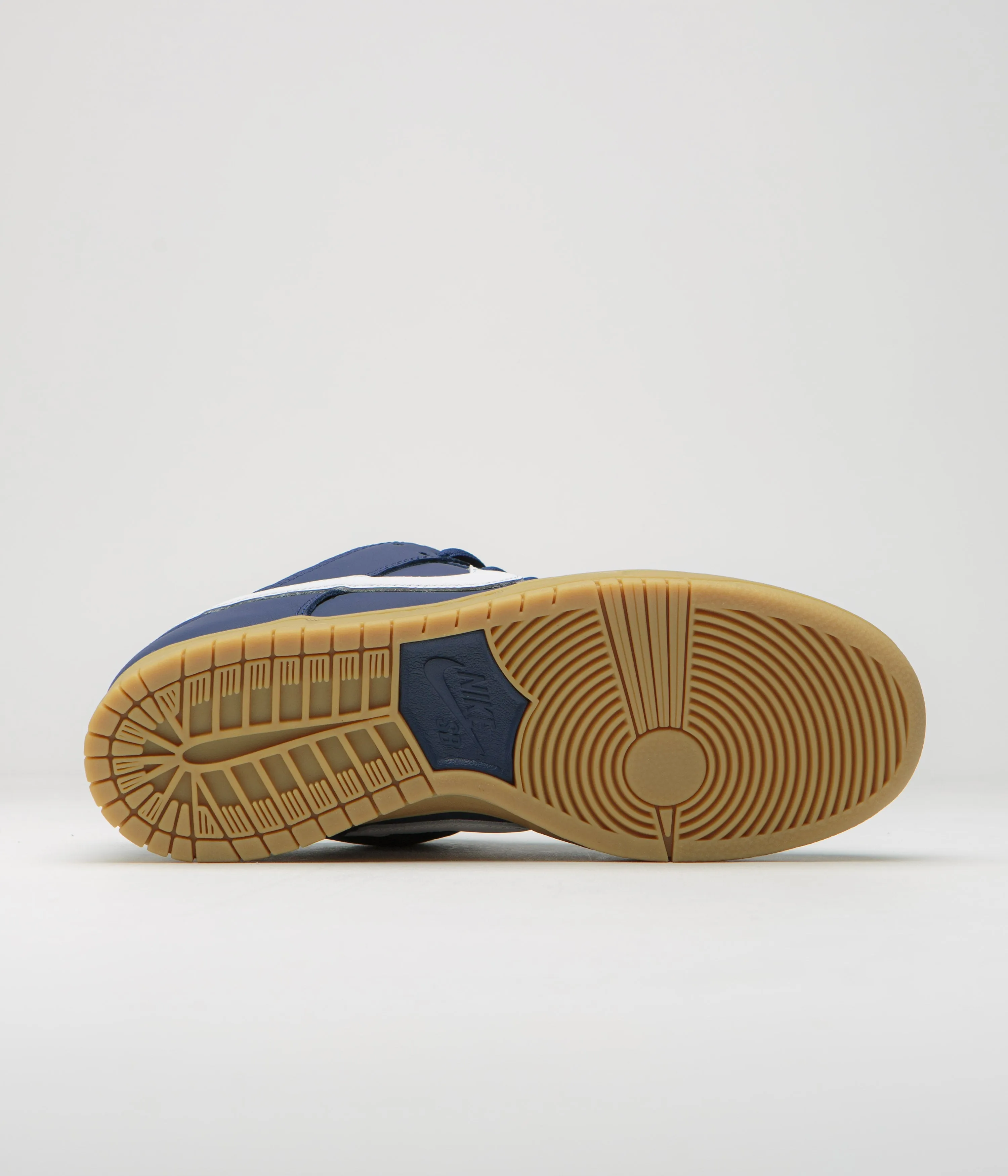 Nike SB Orange Label Dunk Low Pro Shoes - Navy / White - Navy - Gum Light Brown
