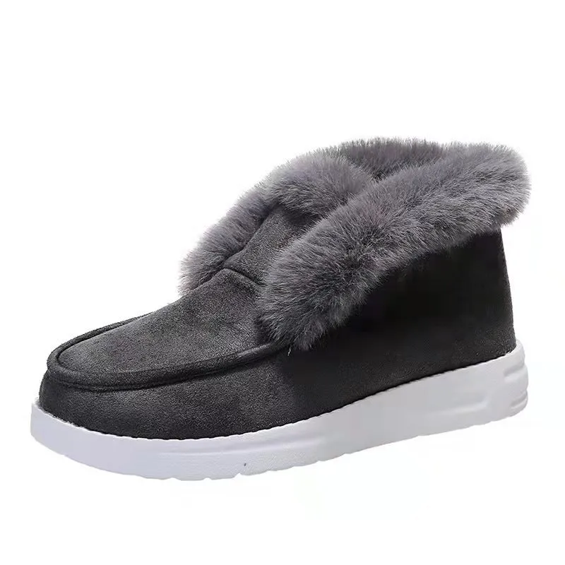 Owlkay Winter Women's Casual Fleece-Lined Anti-slip Soft-Sole Cotton Shoes