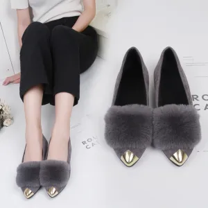 Owlkay Women's Pointed Toe Flat Cotton Shoes