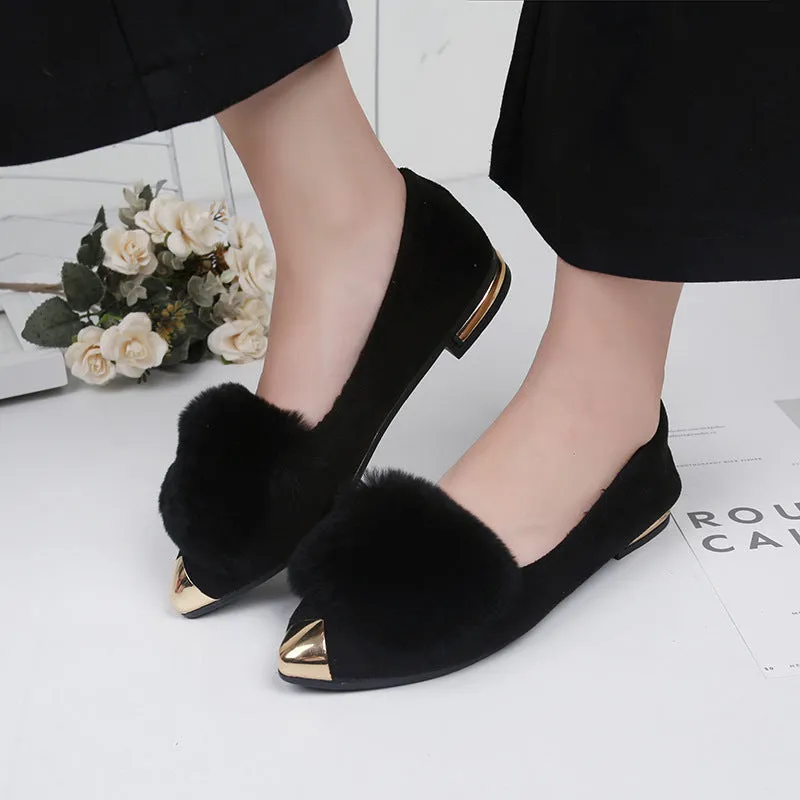 Owlkay Women's Pointed Toe Flat Cotton Shoes