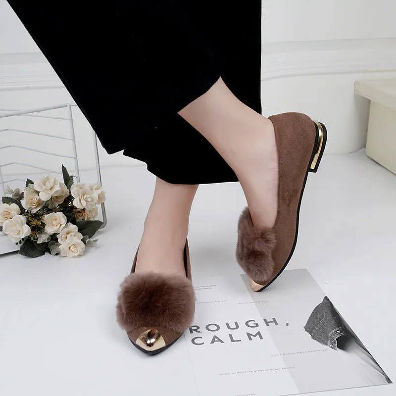 Owlkay Women's Pointed Toe Flat Cotton Shoes