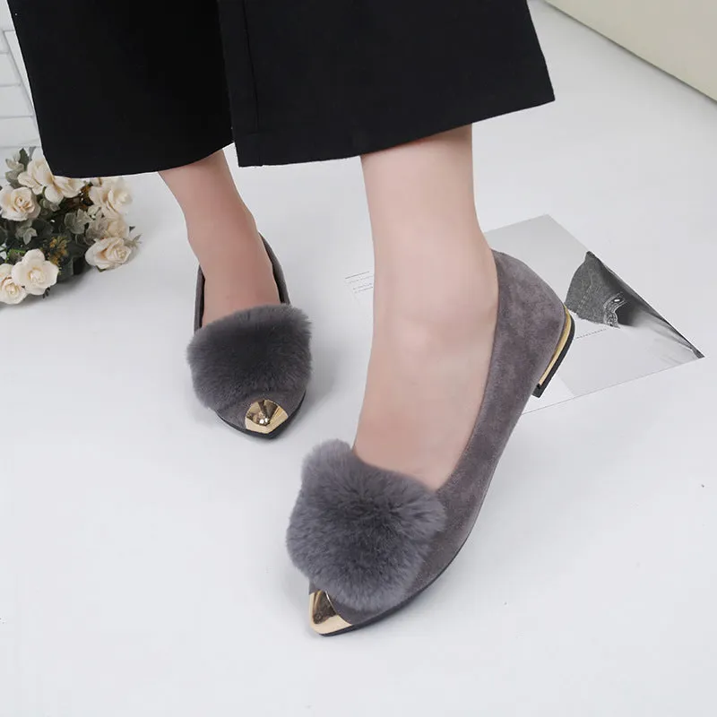 Owlkay Women's Pointed Toe Flat Cotton Shoes