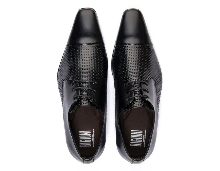 Oxford Shoes Mens Printed Leather Classic Dress Lace Up Cap Toe