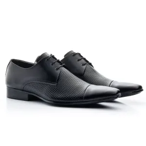 Oxford Shoes Mens Printed Leather Classic Dress Lace Up Cap Toe