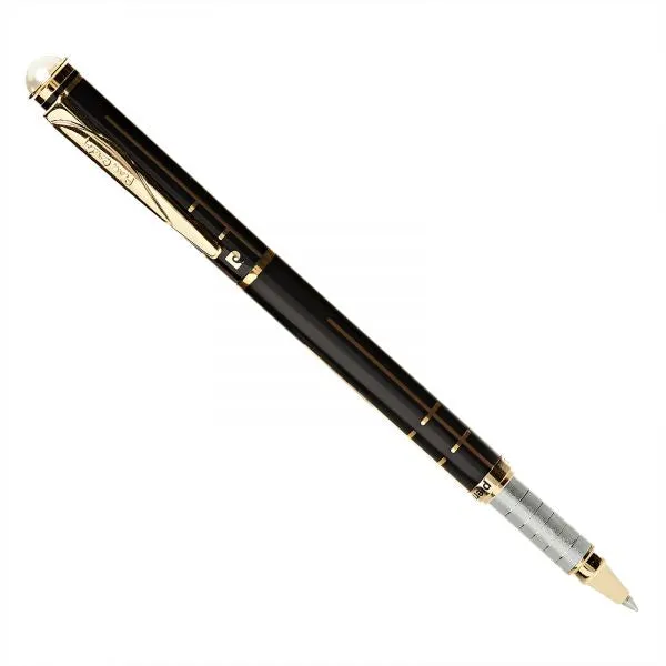PIERRE CARDIN PEARL EXCLUSIVE BLACK AND GOLD ROLLER PEN | METAL BOX |
