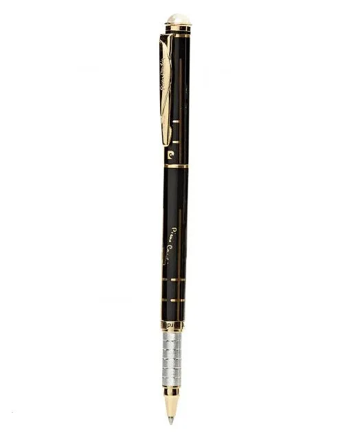 PIERRE CARDIN PEARL EXCLUSIVE BLACK AND GOLD ROLLER PEN | METAL BOX |