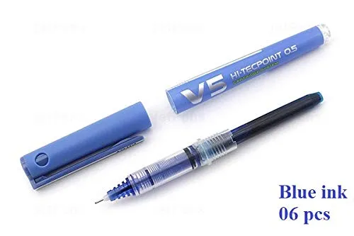 PILOT V5 HI-TECHPOINT 0.5 LIQUID INK ROLLER BLUE BALL PEN | Set Of 3 |