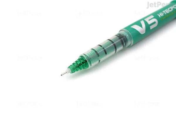 PILOT V5 HI-TECHPOINT 0.5 LIQUID INK ROLLER GREEN BALL PEN |SET OF 3|