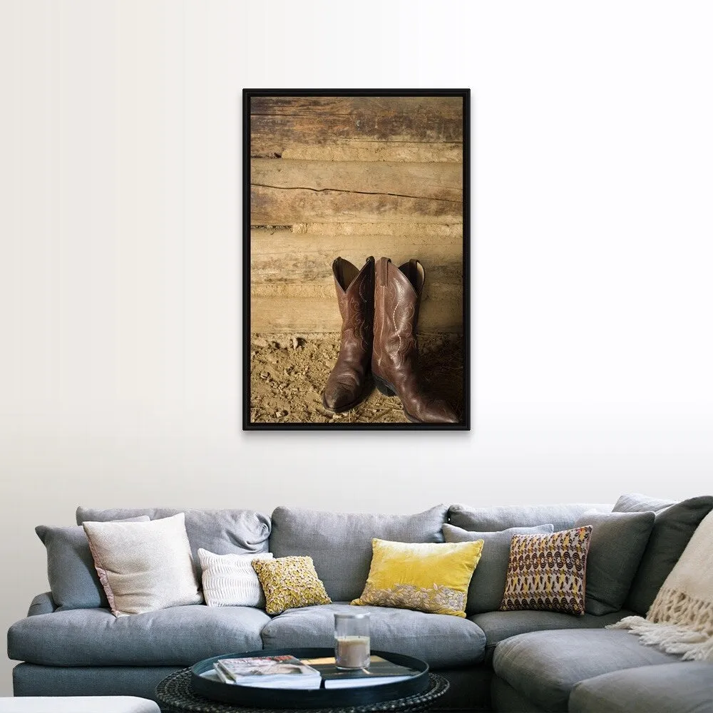 "Cowboy boots" Black Float Frame Canvas Art