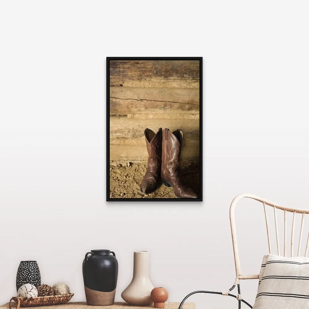 "Cowboy boots" Black Float Frame Canvas Art