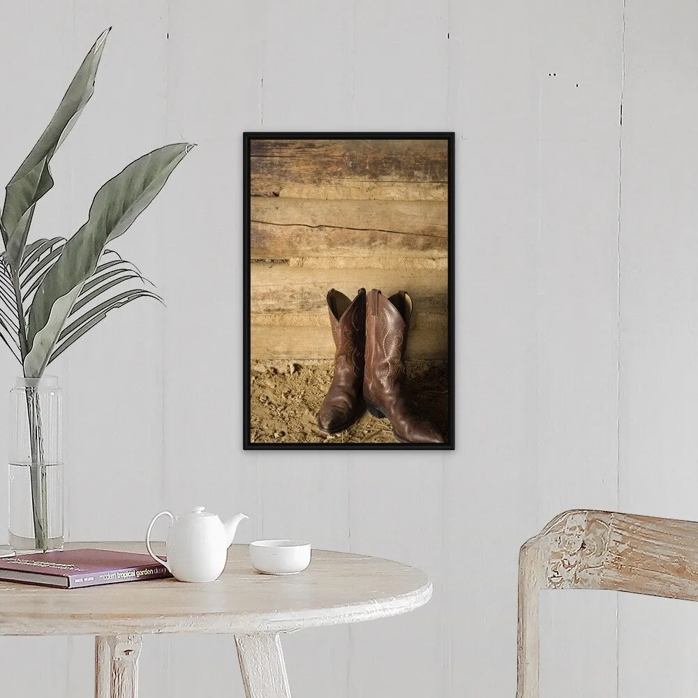 "Cowboy boots" Black Float Frame Canvas Art