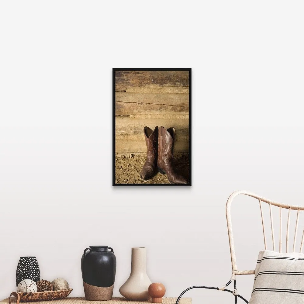 "Cowboy boots" Black Float Frame Canvas Art