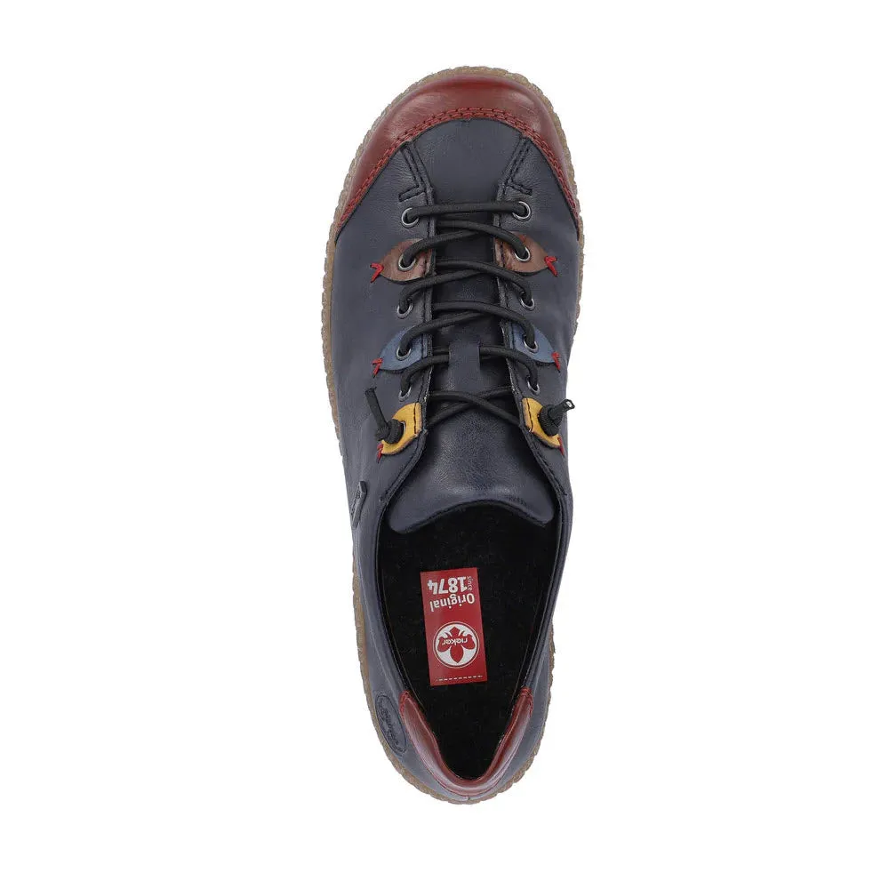 RIEKER EURO CITY SLIP ON OXFORD NAVY MULTI - WOMENS