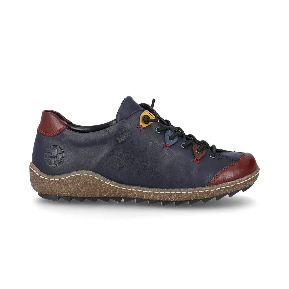 RIEKER EURO CITY SLIP ON OXFORD NAVY MULTI - WOMENS