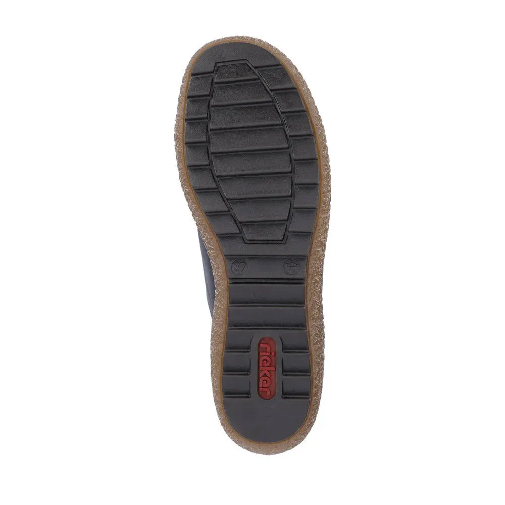 RIEKER EURO CITY SLIP ON OXFORD NAVY MULTI - WOMENS