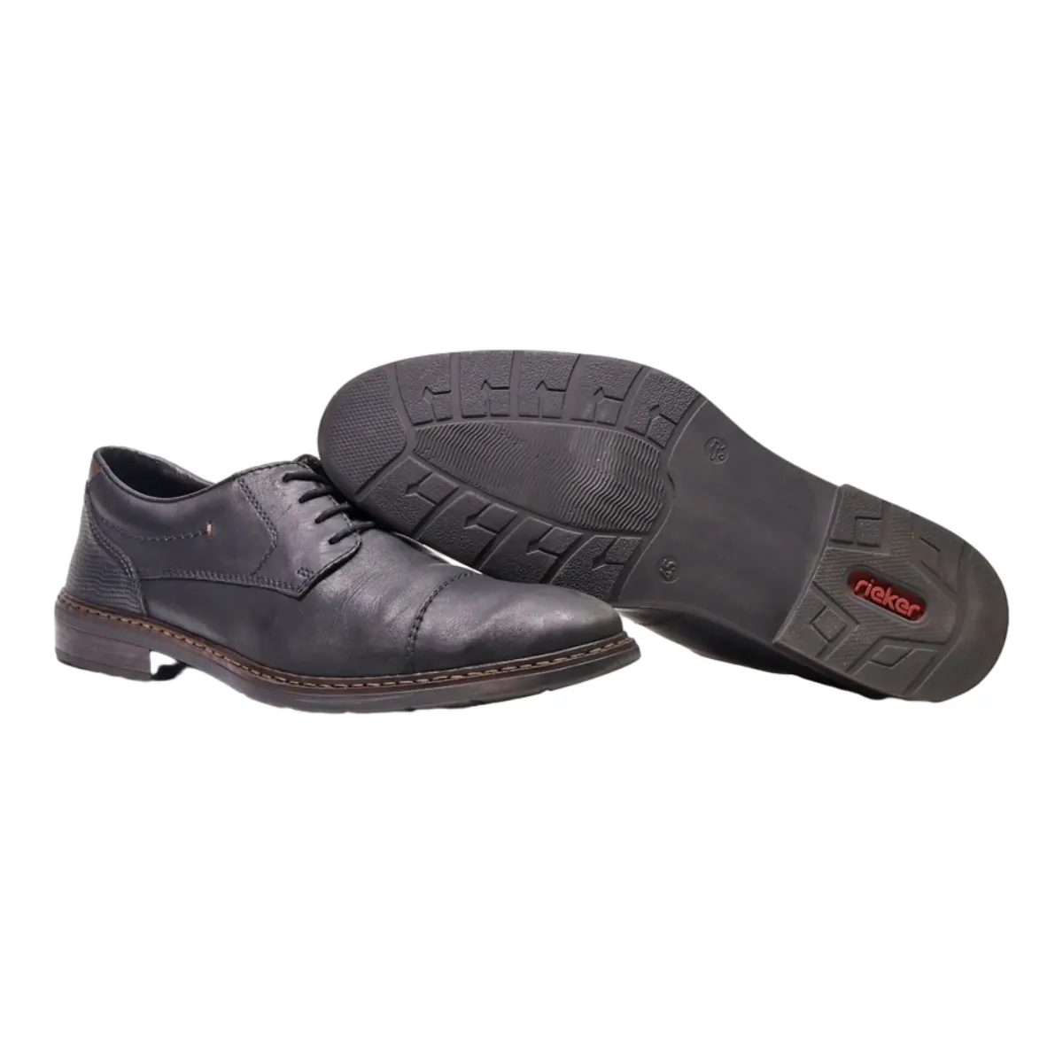 RIEKER Oxford Shoes Black Leather Mens UK 10.5