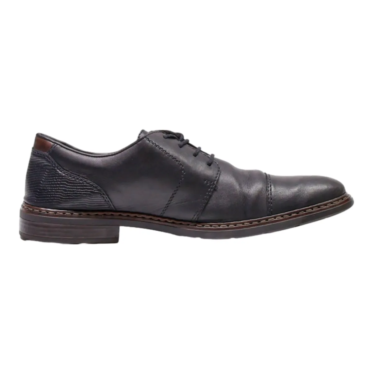 RIEKER Oxford Shoes Black Leather Mens UK 10.5