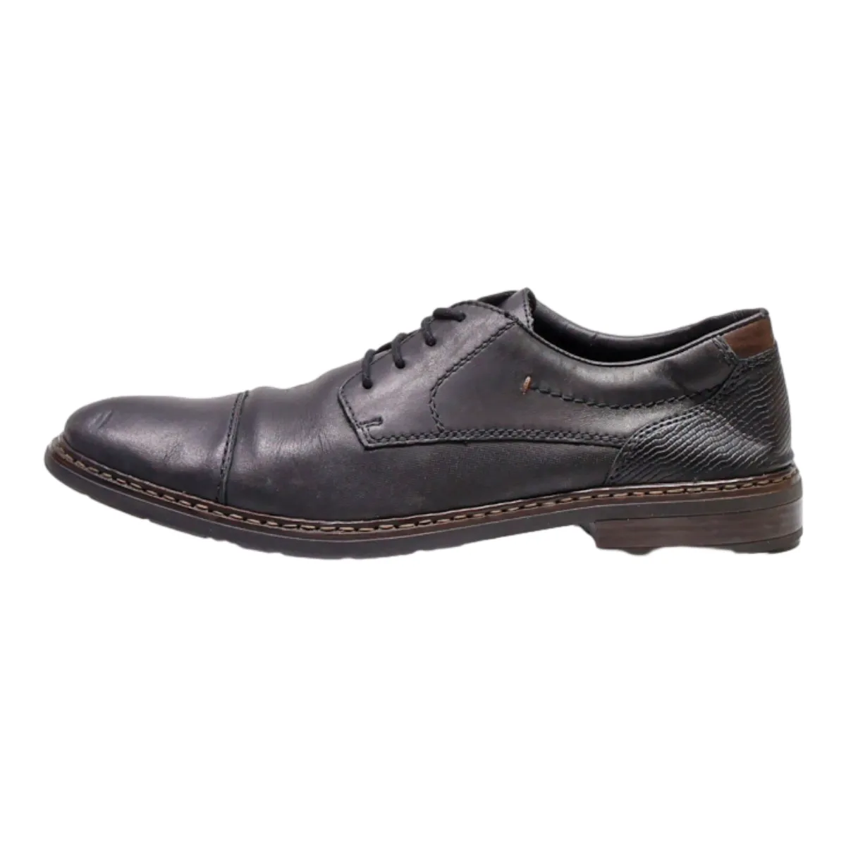 RIEKER Oxford Shoes Black Leather Mens UK 10.5