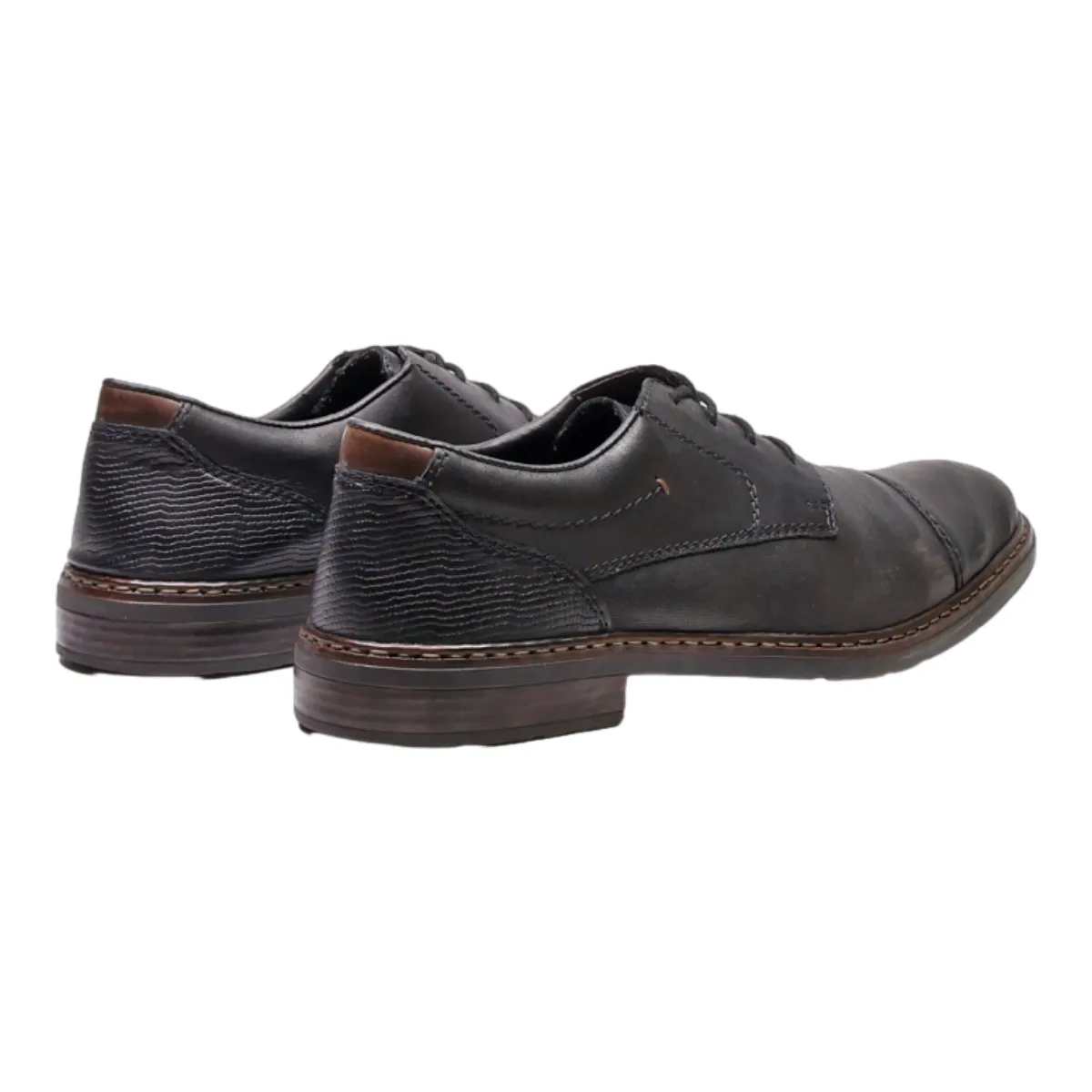 RIEKER Oxford Shoes Black Leather Mens UK 10.5