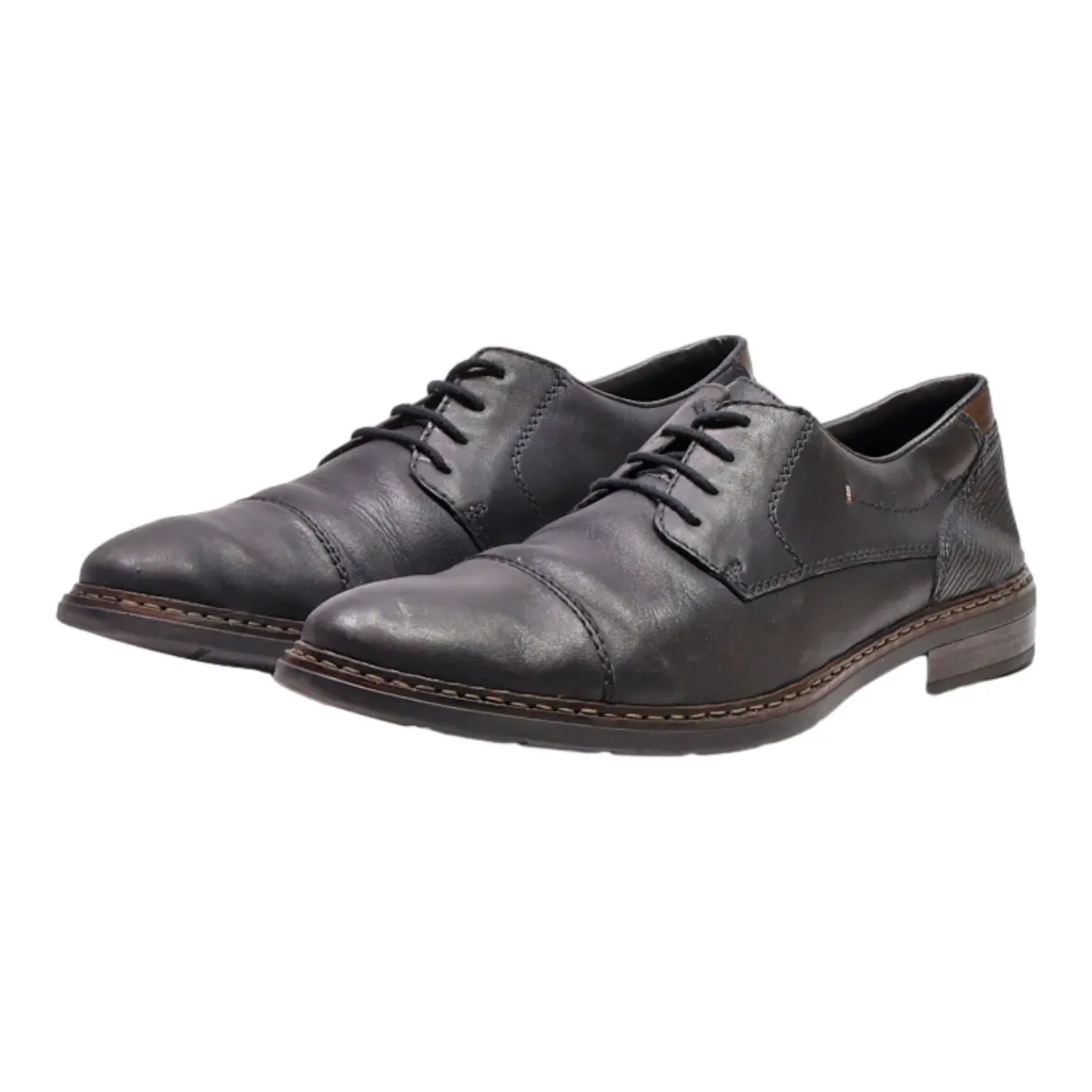 RIEKER Oxford Shoes Black Leather Mens UK 10.5