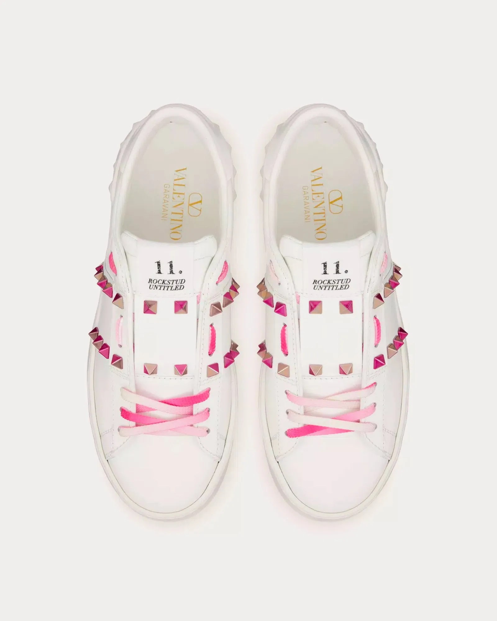 Rockstud Untitled Flatform with Studs White / Pink PP Low Top Sneakers
