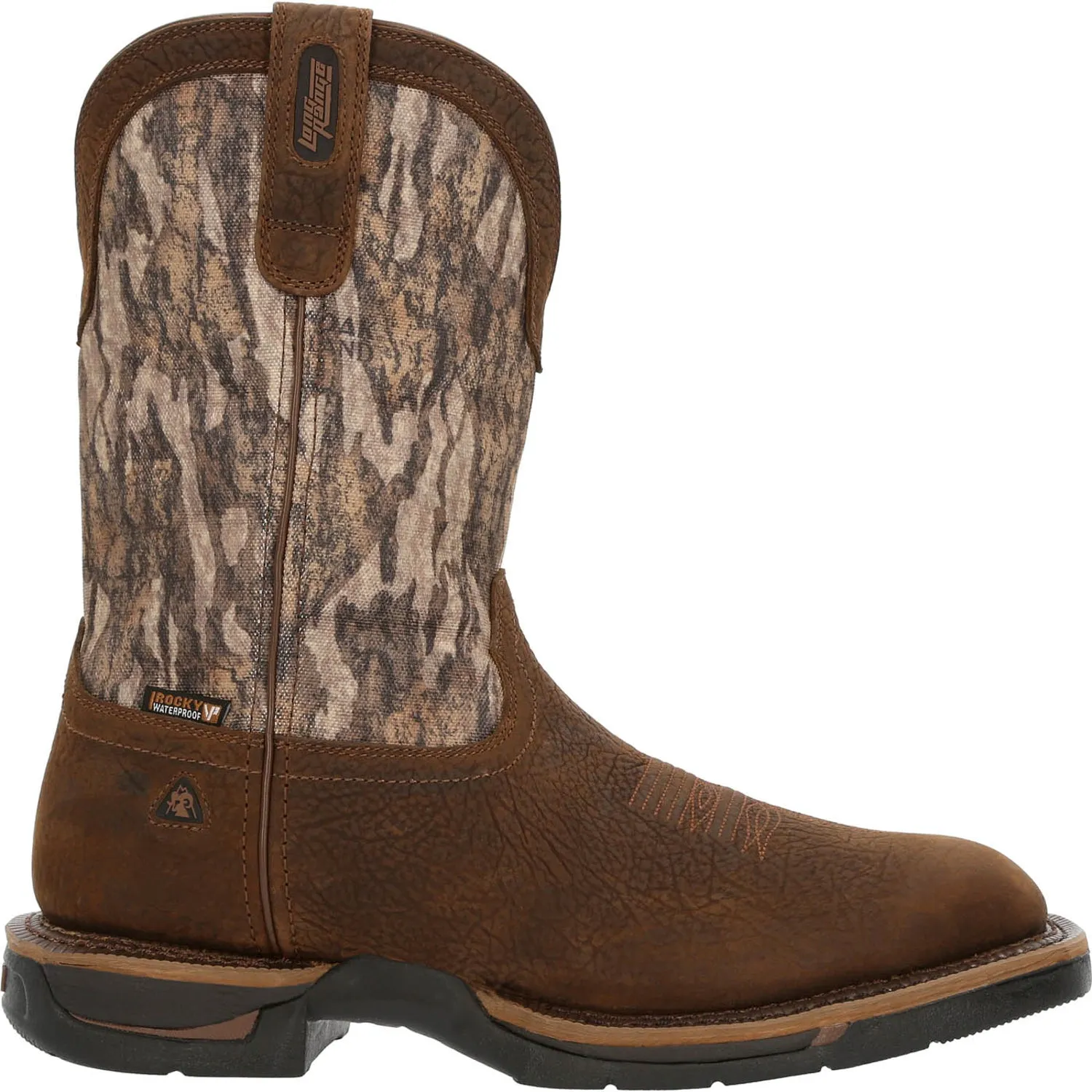 Rocky Mens Bottomland Leather Long Range 11in WP Cowboy Boots