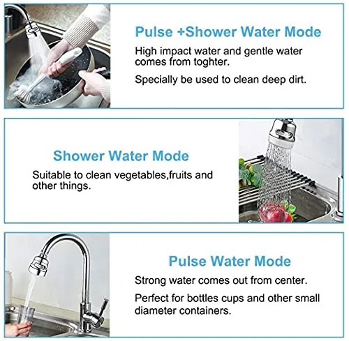 SHIDHMI Movable Kitchen Sink Aerator - 360° Rotatable Faucet Sprayer Head Replacement for Kitchen, Anti-Splash Tap Aerator Faucet with 3 Modes Adjustment