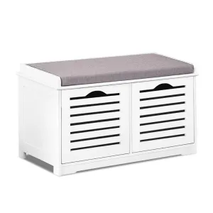 Shoe Bench with Drawers - White & Grey