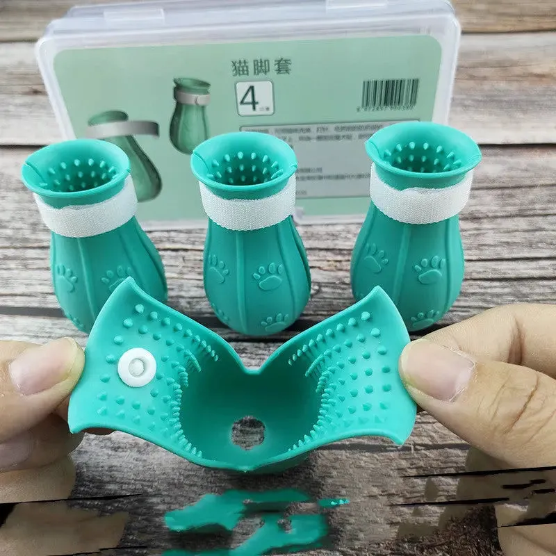 Silicone Anti-Scratch Cat Shoes for Bathing