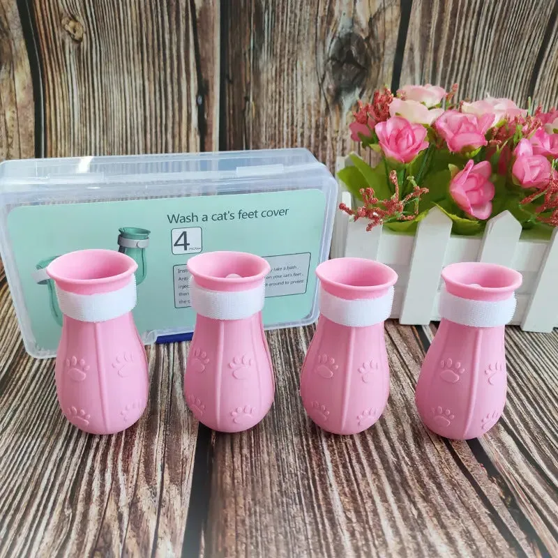 Silicone Anti-Scratch Cat Shoes for Bathing