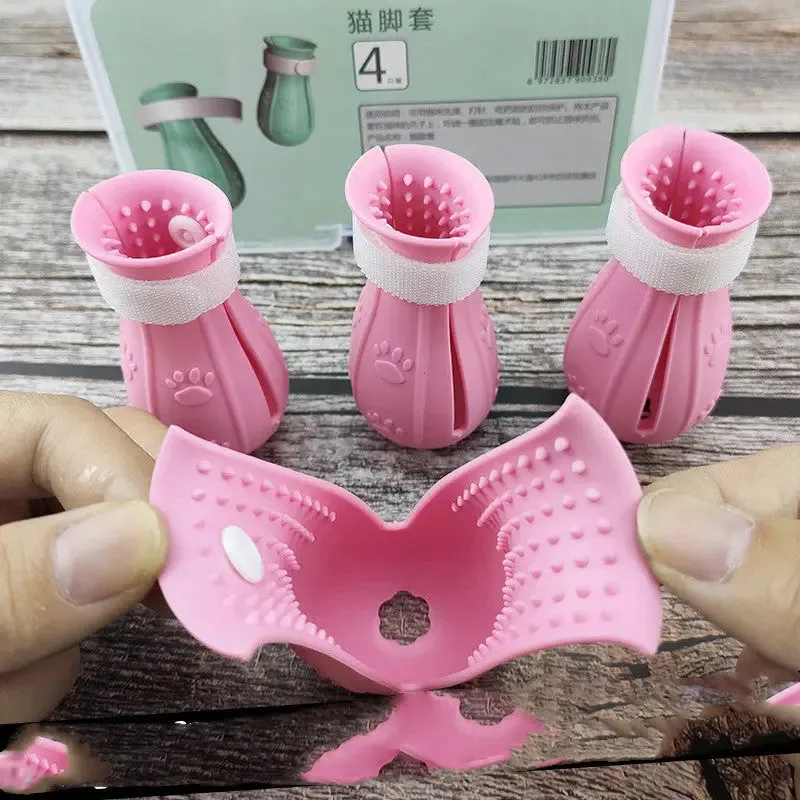 Silicone Anti-Scratch Cat Shoes for Bathing