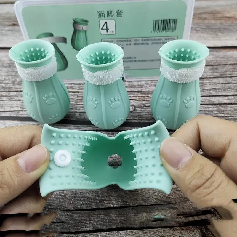 Silicone Anti-Scratch Cat Shoes for Bathing