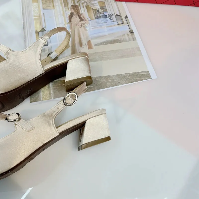 Sohiwoo French Style Retro Silk Square Toe Mary Jane Shoes Spring Summer Rose Flower Bow Low Heel Sandal Women Low Heel Party Pumps