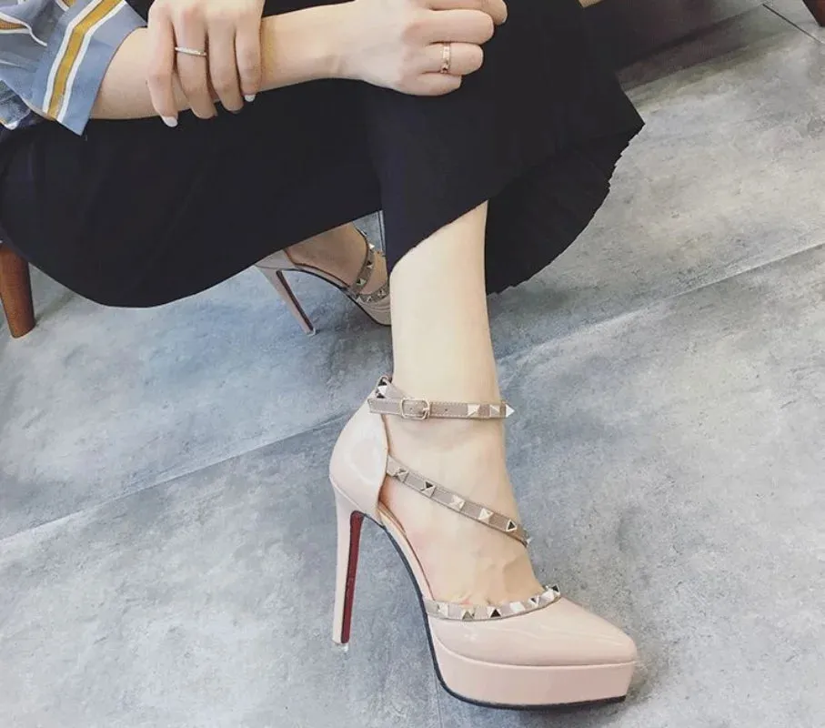 Sohiwoo Ladies Shoes Pink Footwear Strip Pole Dance Sandals for Women Wedge with Platform Waterproof Summer 2024 Rivet Closed Original H