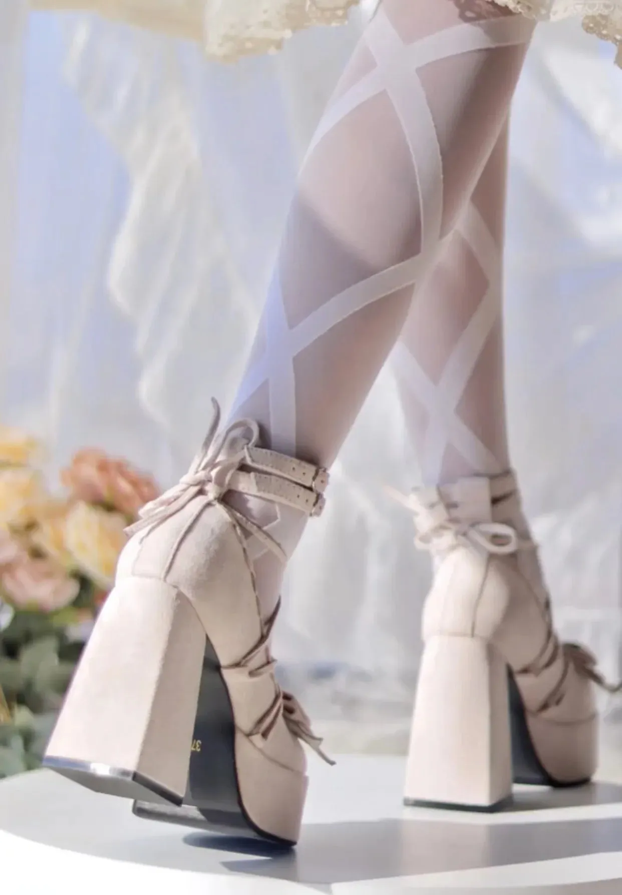 Sohiwoo NEW Classic Velvet Lace Up Lolita Young Girl Pumps Mary Jane Shoes Women Bowtie Thick Heel Elegant Valentine Shoes