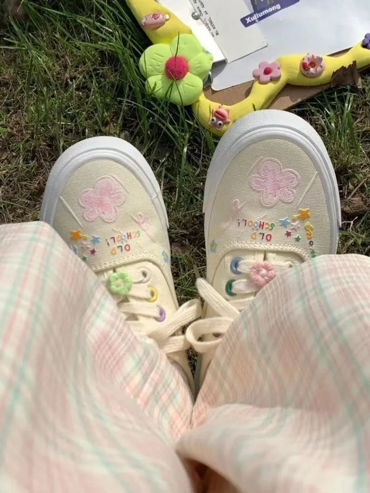 Sohiwoo Women's Shoes Low Kawaii Lace Up Female Footwear Canvas Cute Light Shoe Free Shipping Promotion A Offer Price Summer Urban