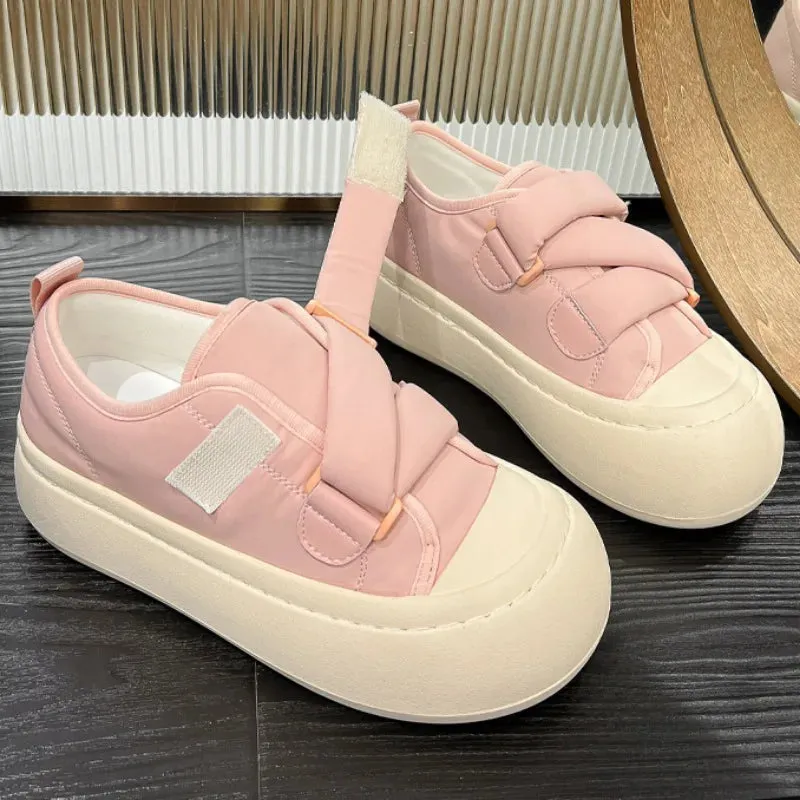 Sohiwoo Women's Shoes Round Toe Cute Kawaii Female Footwear Pink High on Platform Cotton Cheap New Arriva Urban Autumn Shoe Casual