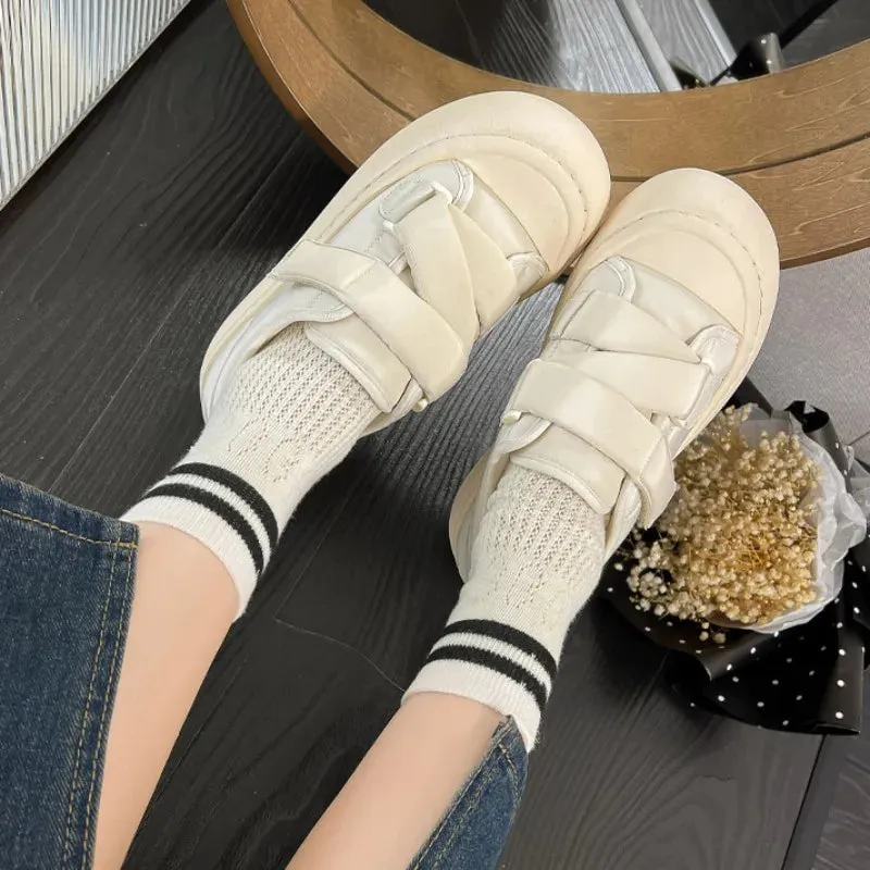 Sohiwoo Women's Shoes Round Toe Cute Kawaii Female Footwear Pink High on Platform Cotton Cheap New Arriva Urban Autumn Shoe Casual