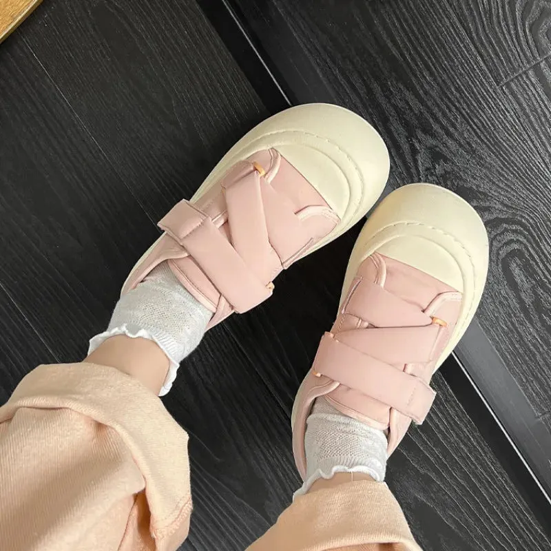 Sohiwoo Women's Shoes Round Toe Cute Kawaii Female Footwear Pink High on Platform Cotton Cheap New Arriva Urban Autumn Shoe Casual