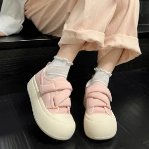 Sohiwoo Women's Shoes Round Toe Cute Kawaii Female Footwear Pink High on Platform Cotton Cheap New Arriva Urban Autumn Shoe Casual