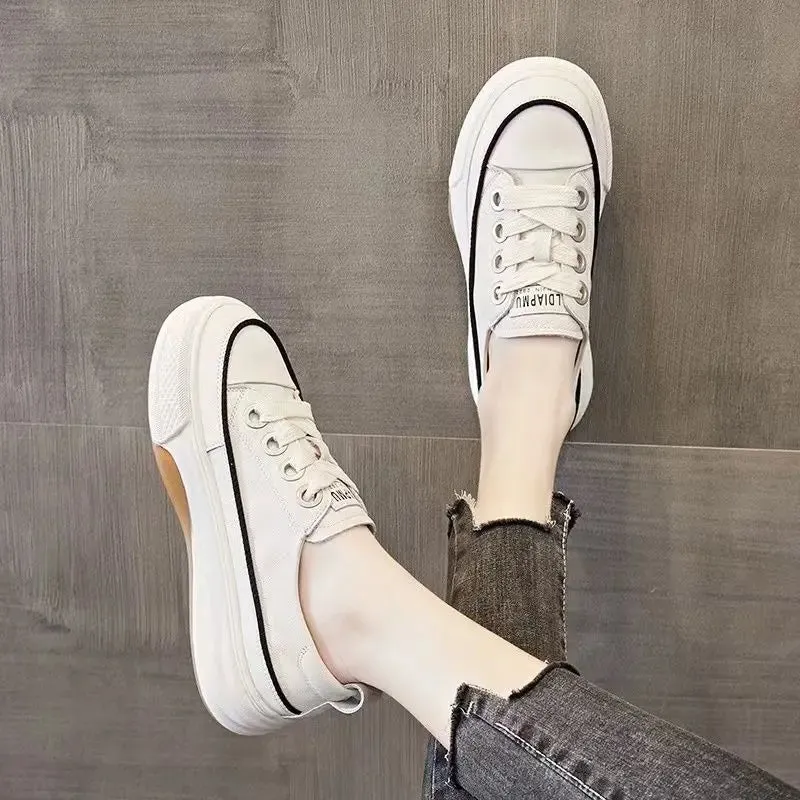 Sohiwoo Women's Shoes Round Toe Cute Kawaii Female Footwear Pink High on Platform Cotton Cheap New Arriva Urban Autumn Shoe Casual