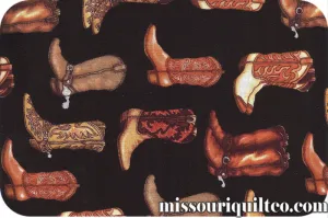 The Real McCoy - Cowboy Boots - Black Yardage from Robert Kaufman Fabrics