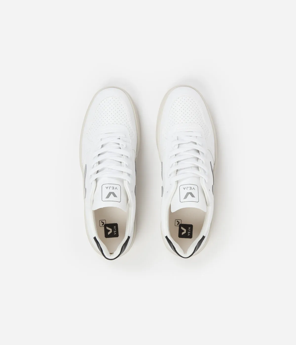 Veja Womens V-10 CWL Shoes - White / Oxford Grey - Black