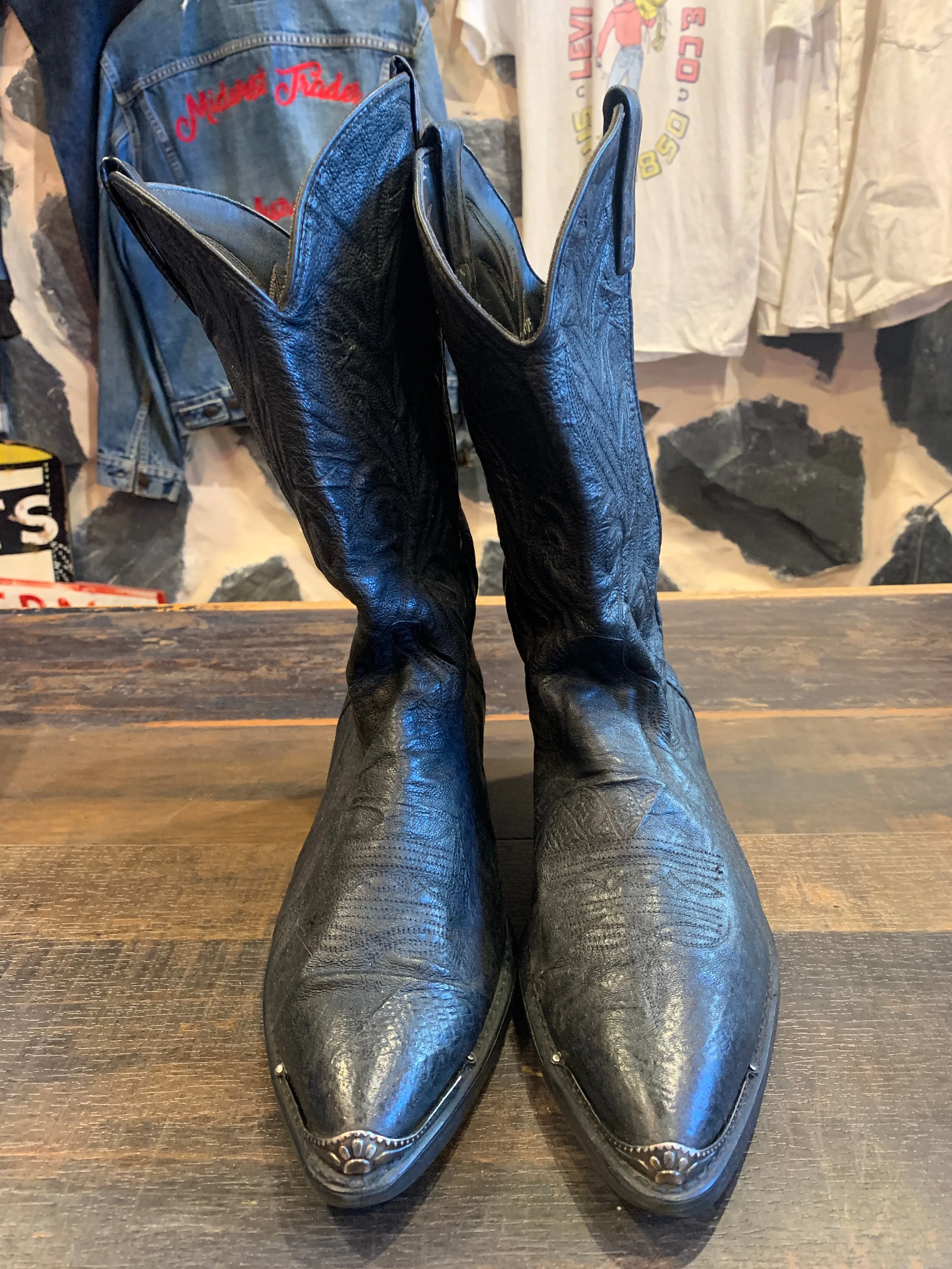 Vintage Acme Black w Silver Tips, 8.5 EW