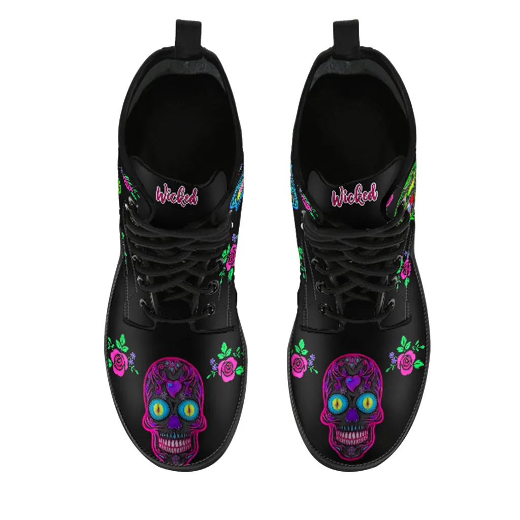 Wicked Skulls Women's Vegan Leather Combat Boots