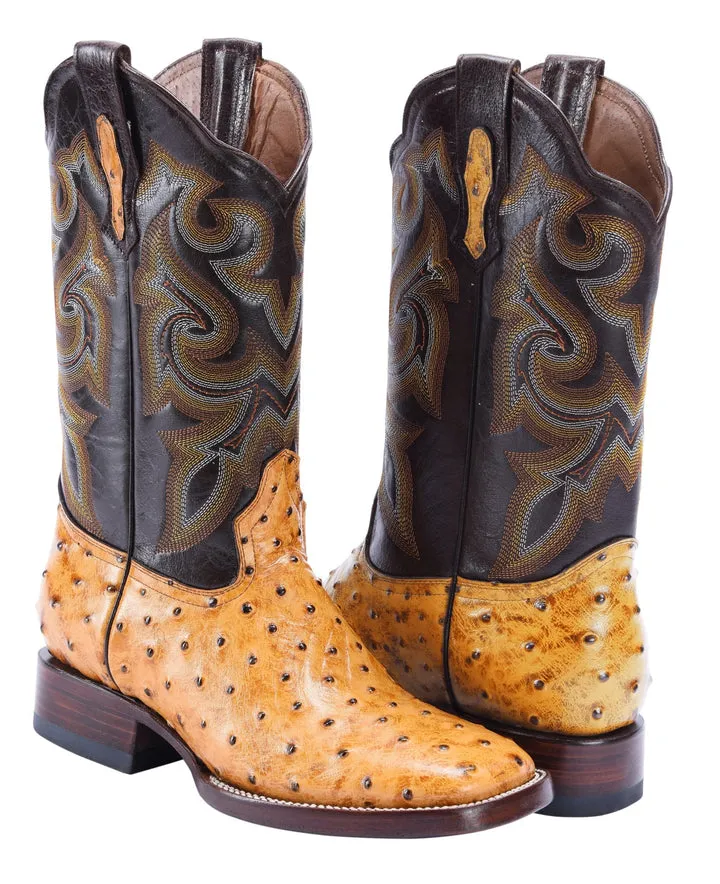 WIDE SQUARE TOE OSTRICH PRINT BUTTERCUP