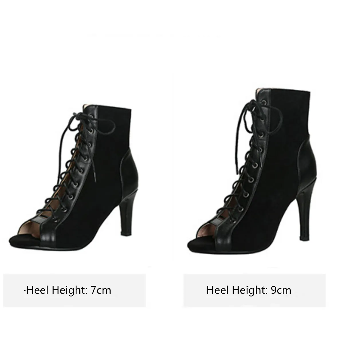 Women's 7cm/9cm Heel Suede Jazz Shoes Rubber Sole Open Toe Cut Out Bootie
