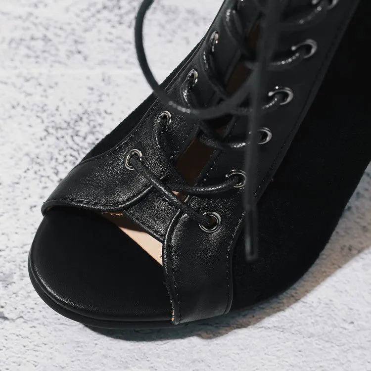Women's 7cm/9cm Heel Suede Jazz Shoes Rubber Sole Open Toe Cut Out Bootie
